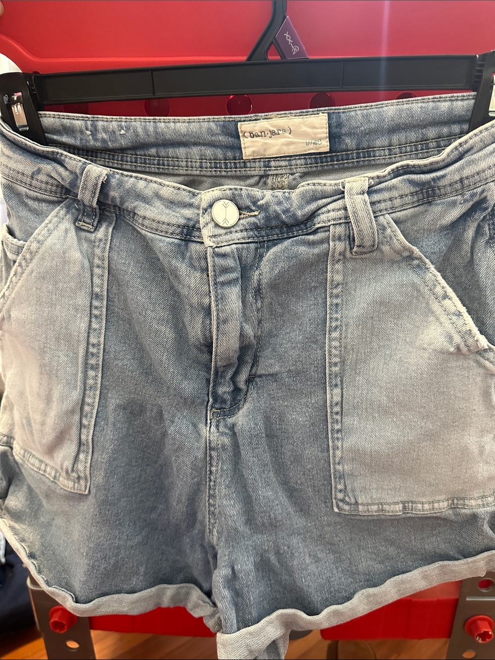 Casual High-Rise Light Blue Denim Shorts with Rolled Hem